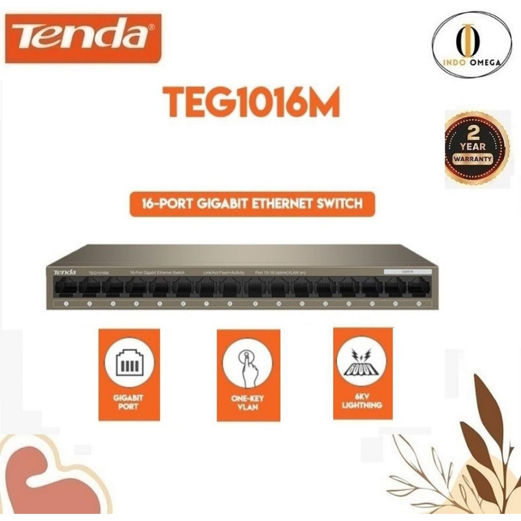 Tenda TEG1016M Switch HUB Ethernet Gigabit 16Port Support VLAN