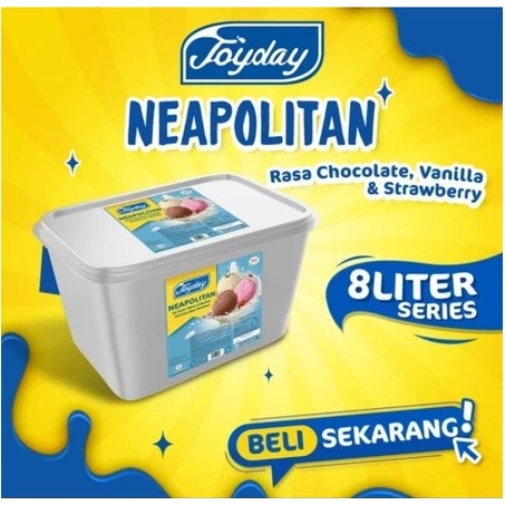 Eskrim Joyday neopolitan 3 rasa ukuran 8 Liter