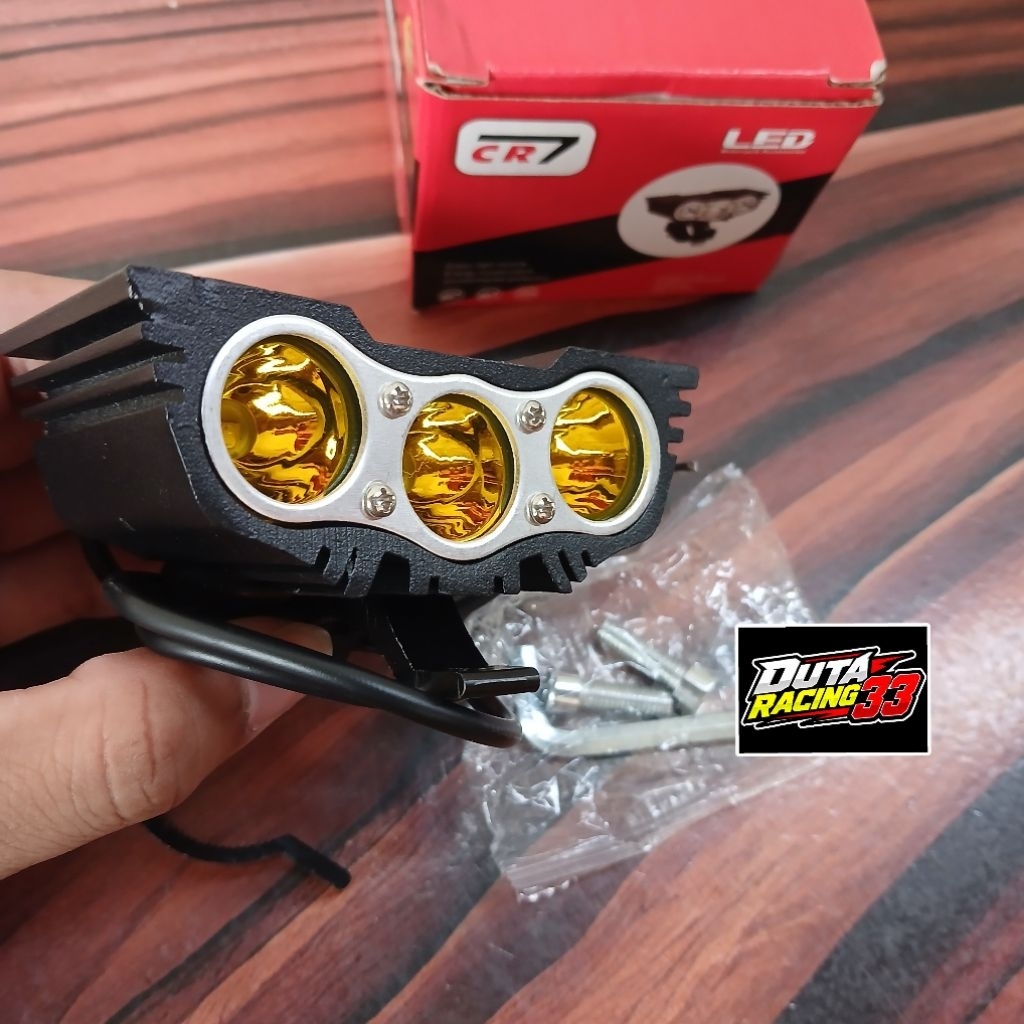 LAMPU TEMBAK LED OLW LED 3 MATA CAHAYA BULAT MODEL BURUNG HANTU MATA 3 SUDAH ANTI AIR original cr7