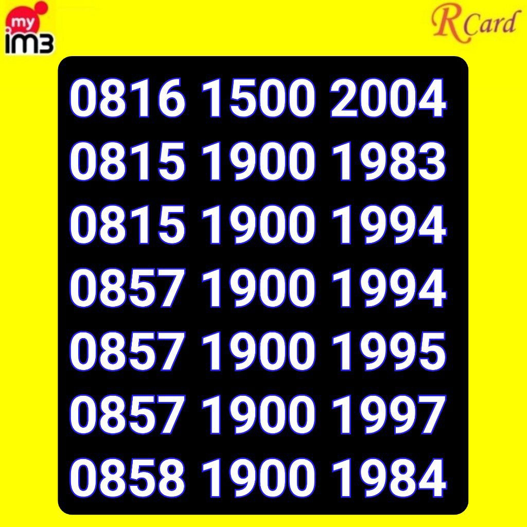 Perdana Nomor Cantik Indosat im3 Angka Ribuan Ratusan Tahun 1500 2004 1900 1983 1984 1994 1995 1997 