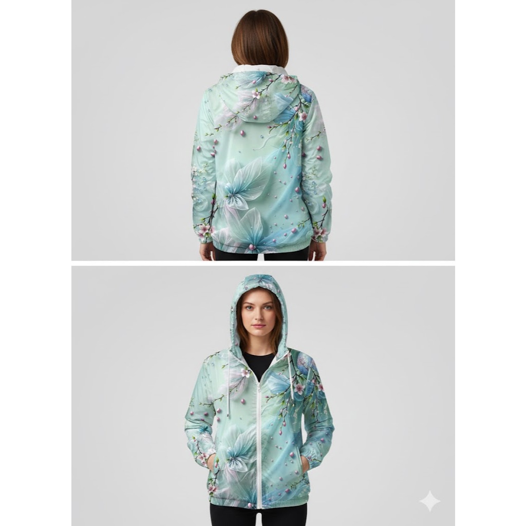 Jaket Parasut Jumbo Wanita pria Printing JAKET PARASUT MOTIF ART BUNGA