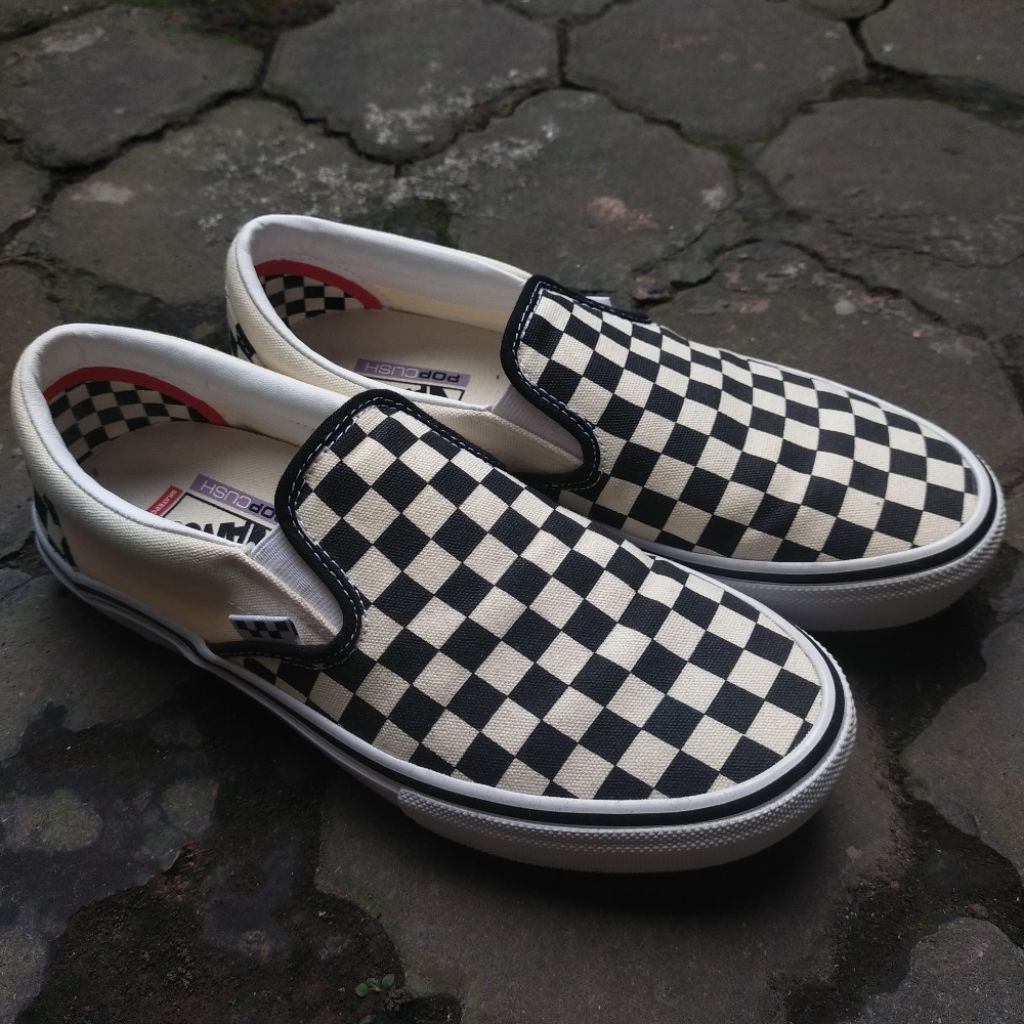 vans slip on pro skate checkerboard