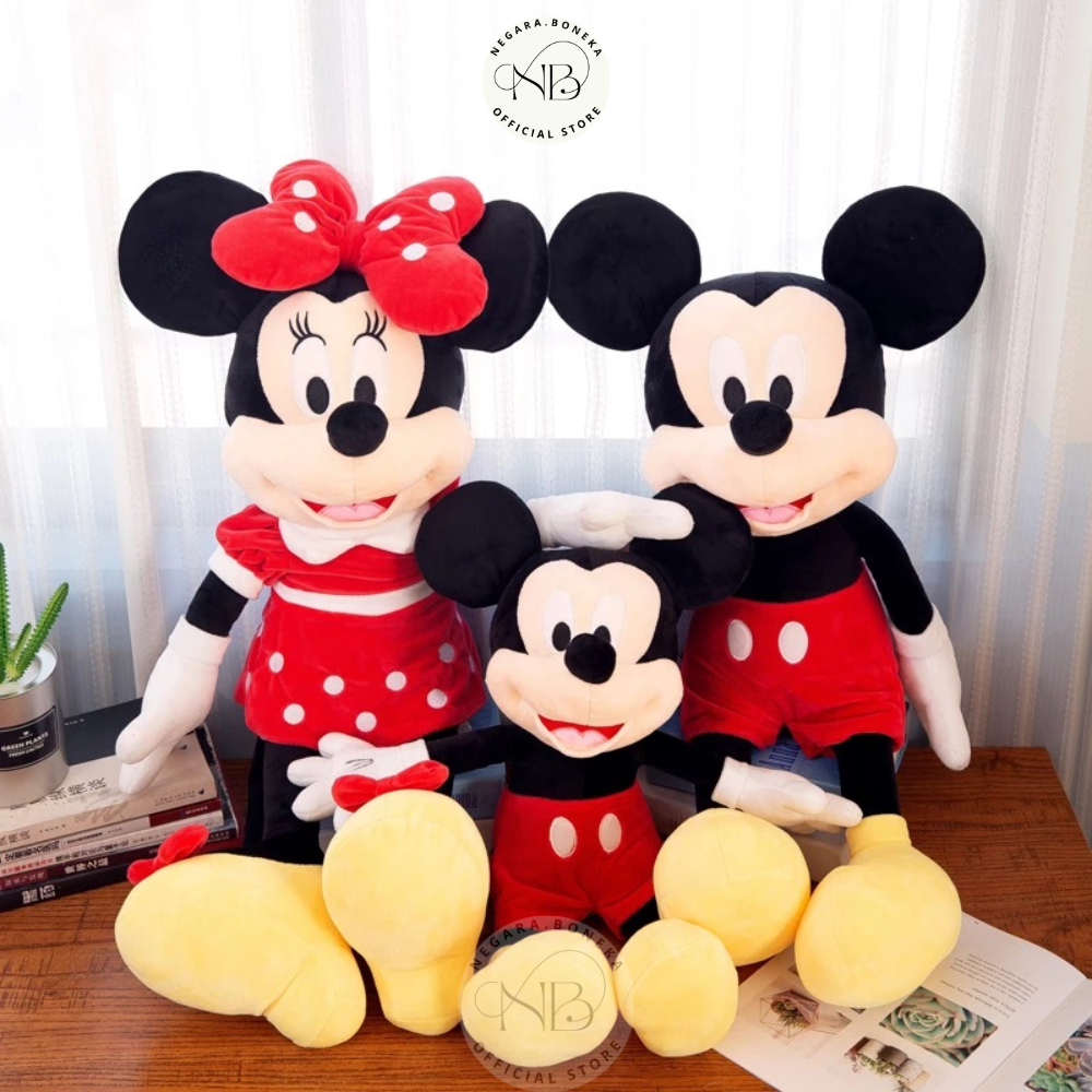 Boneka Karakter Cartoon Miki & Mini Si tikus Ukuran Super Jumbo 90 Cm Lucu Imut Playing Plush Doll