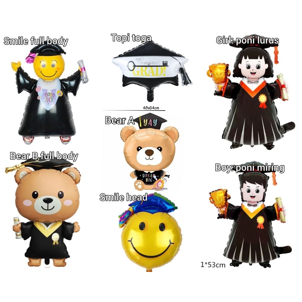 balon foil beruang wisuda orange graduation bear graduated sekolah kuliah lulus ujian dekorasi anak 