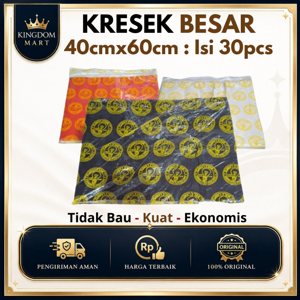 Kresek Besar Ukuran 40x60cm Merk Dop Lampu Warna Hitam Putih Merah | Kresek Besar Ekonomis Ukuran 40