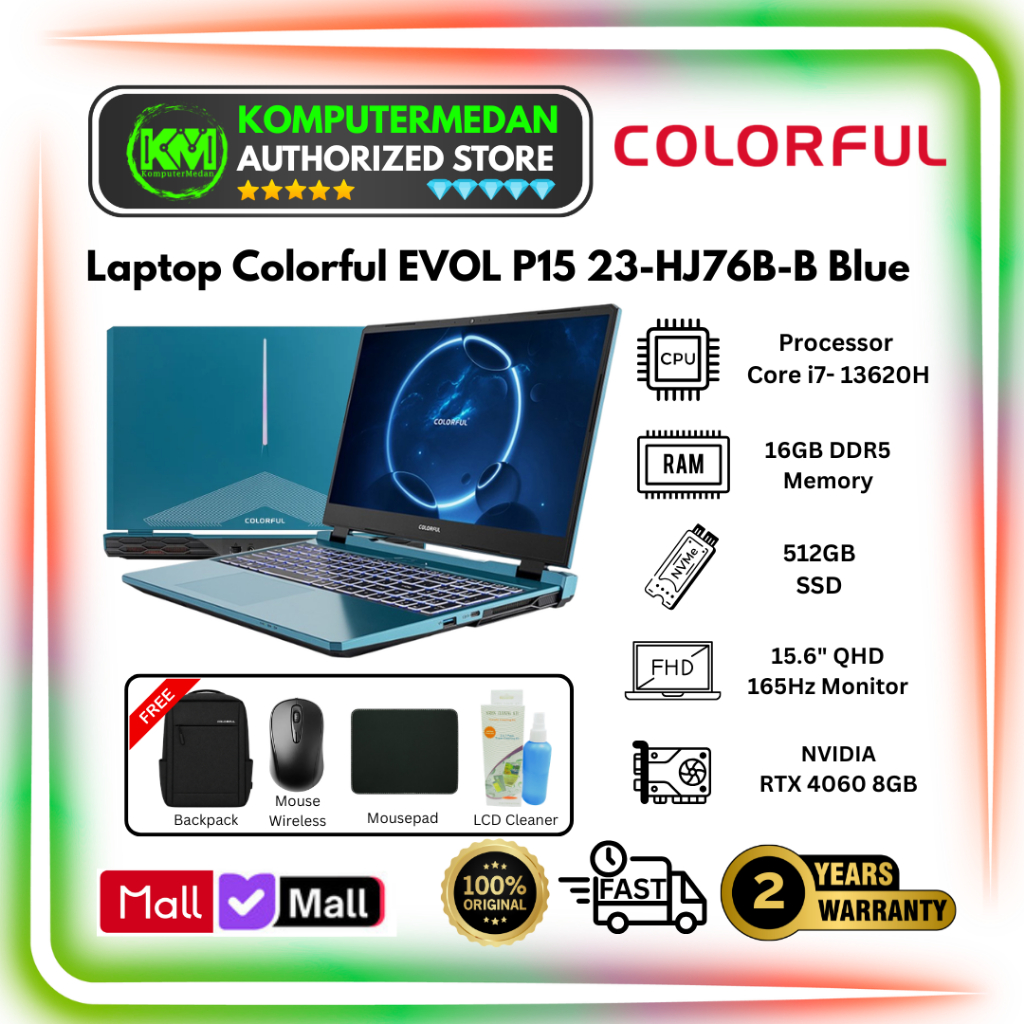 COLORFUL EVOL P15-23 GAMING LAPTOP INTEL i7-13620H RTX 4060