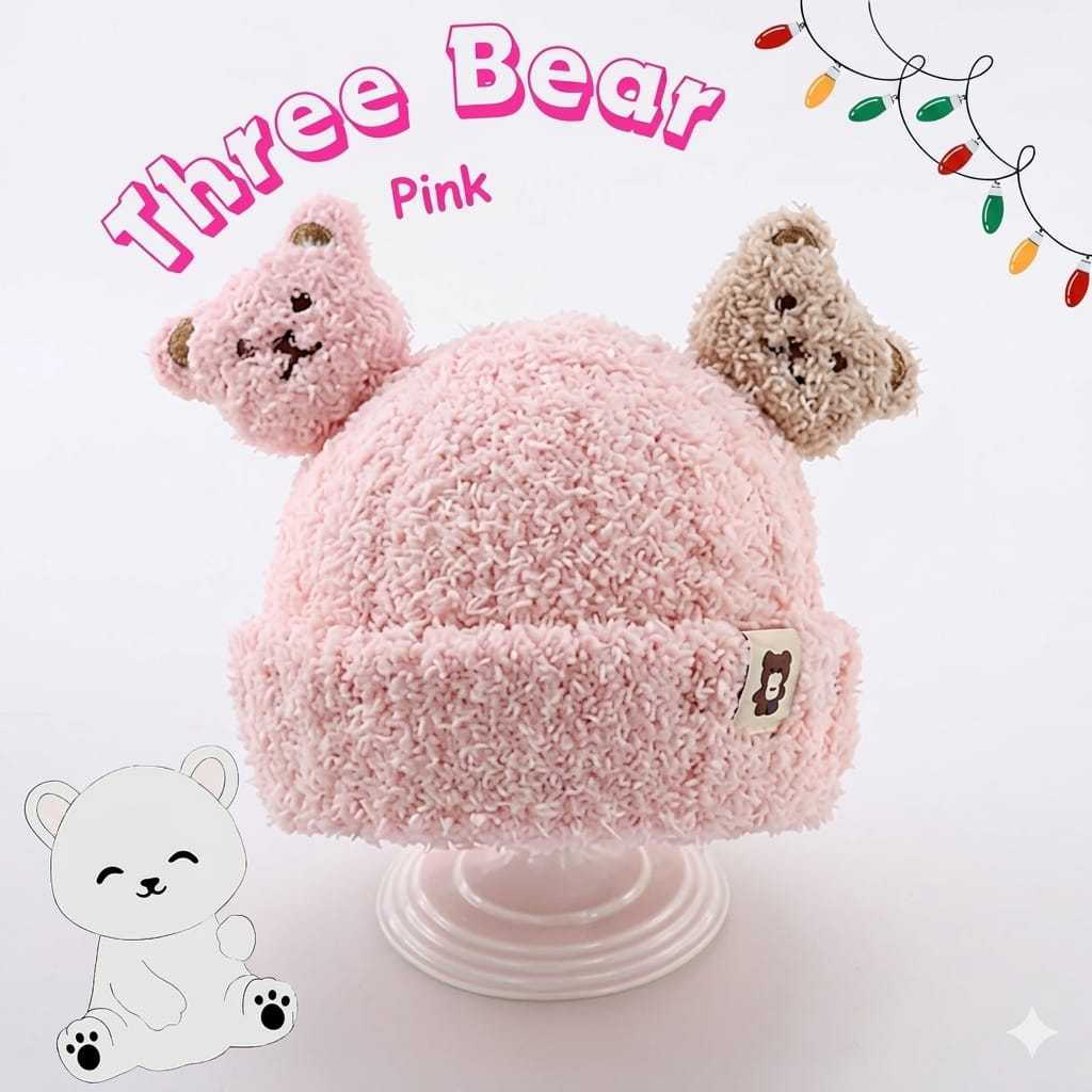 FUKU Three Bear Wool Kupluk - Kupluk Karakter Beruang Lembut dan Nyaman