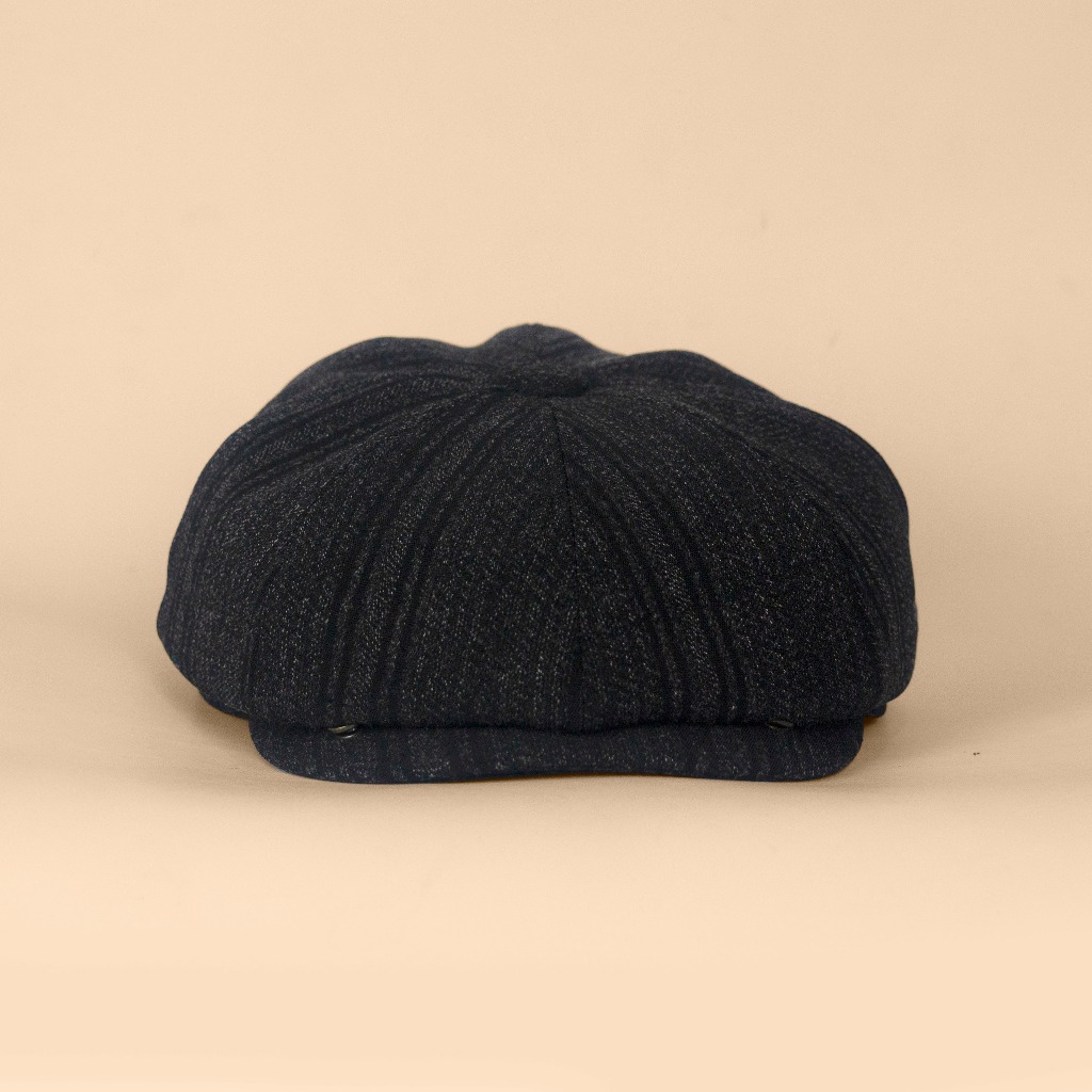 DIVINCES Newsboy Cap Gatsby Line Black Wool - Topi Vintage Copet Peaky Blinders/ Tom Shelby Unisex