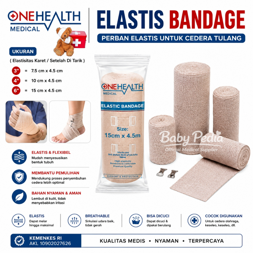 Perban Elastis Elastic Bandage Pembalut Luka untuk Cedera Terapi Engkel Kaki Keseleo - BabyPedia