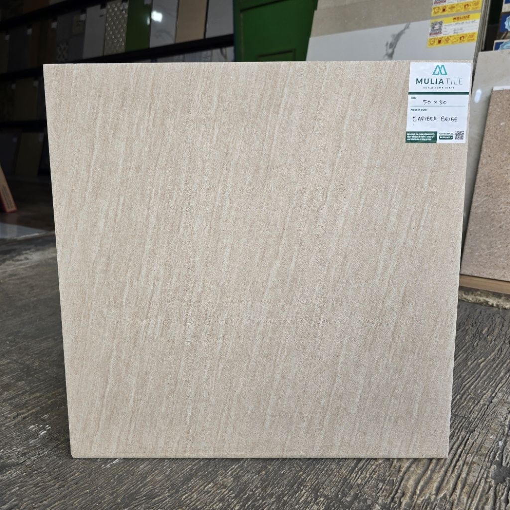keramik lantai kasar garasi / teras kamar mandi 50x50 CARIBEA BEIGE
