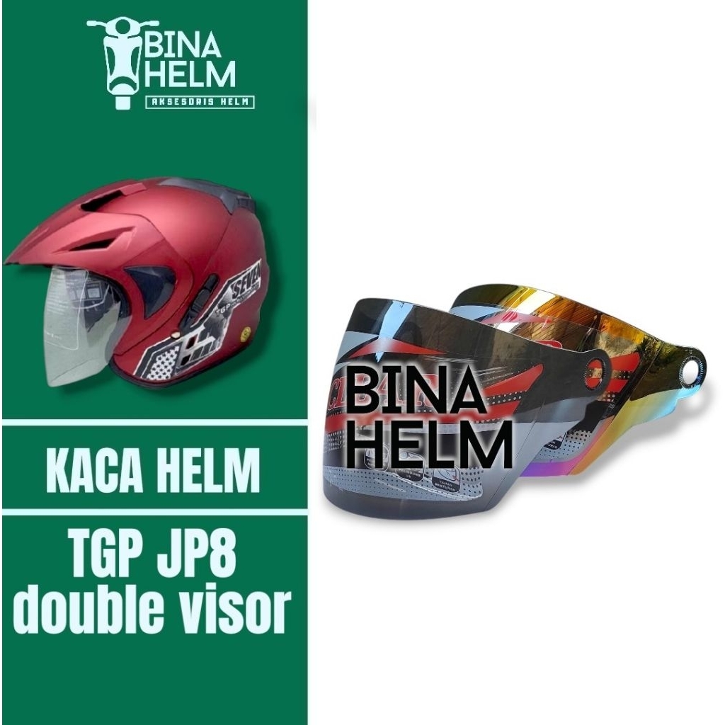 BINAHELM Kaca Helm TGP DOUBLE VISOR | Visor Helmet tgp jp8 warna Bening Hitam Pelangi