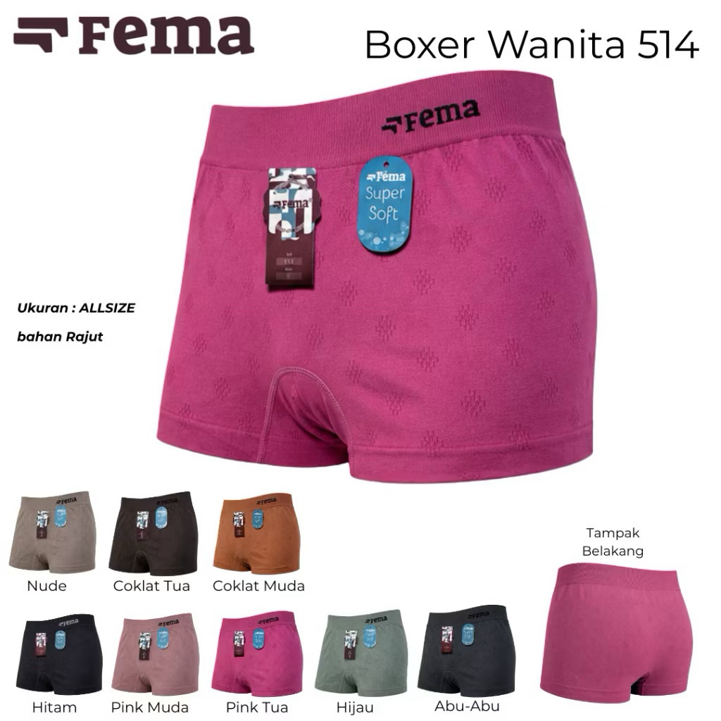 3, 6, 12Pcs Fema  CD Celana Dalam Boxer Semi Korset Rajut Wanita  Pendek Cewek Dewasa Nyaman 812 514