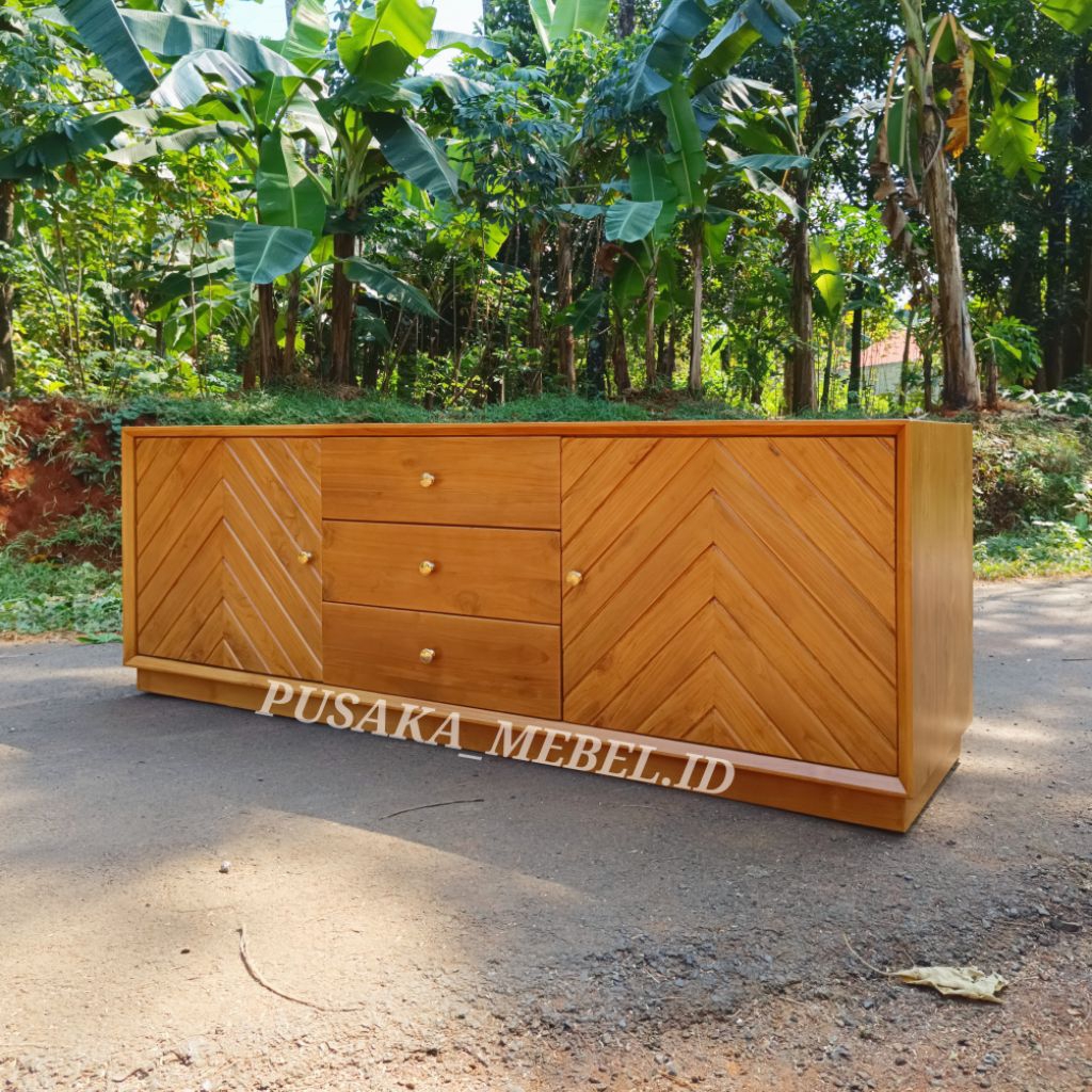 meja bufet kabinet tv kayu jati jepara model minimalis, lemari rak tv kayu jati jepara minimalis