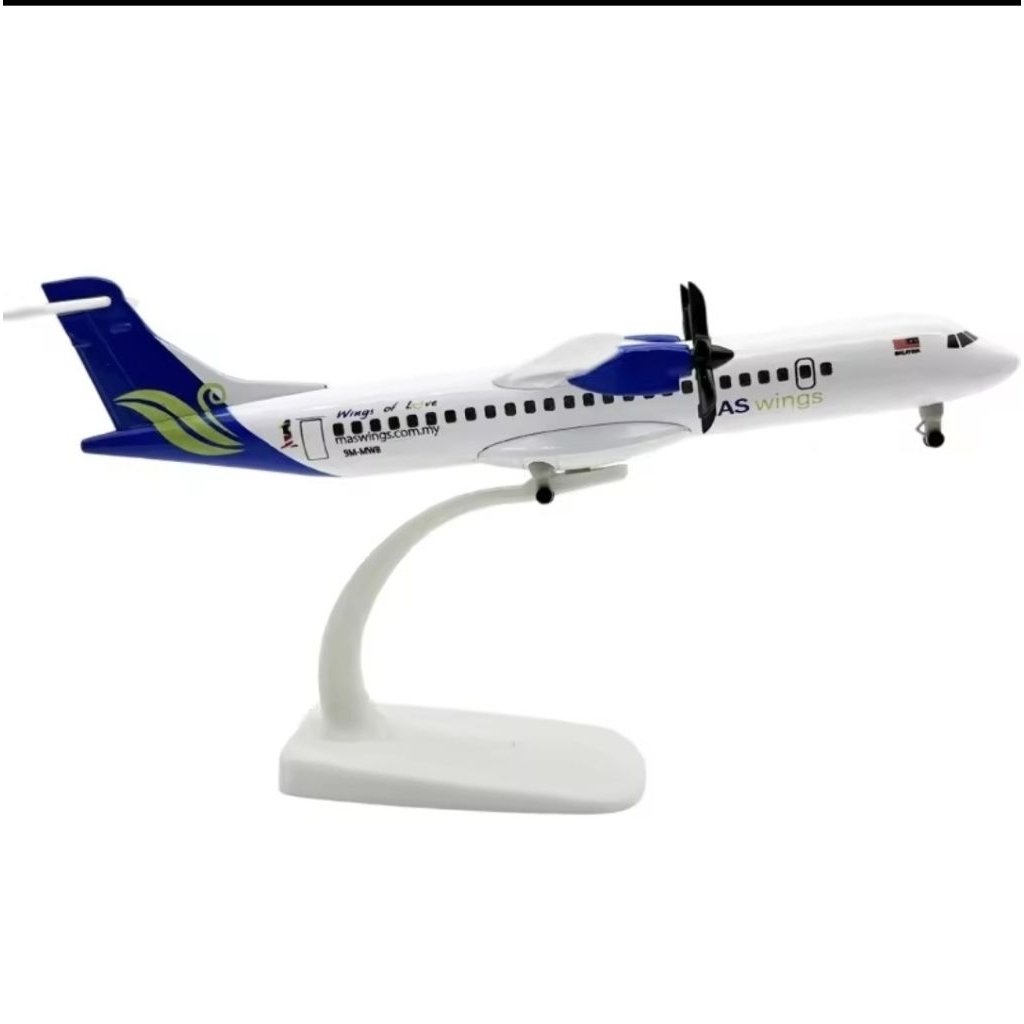 20CM ATR MAS WINGS MINIATUR PESAWAT DIECAST BESI METAL PAJANGAN DISPLAY