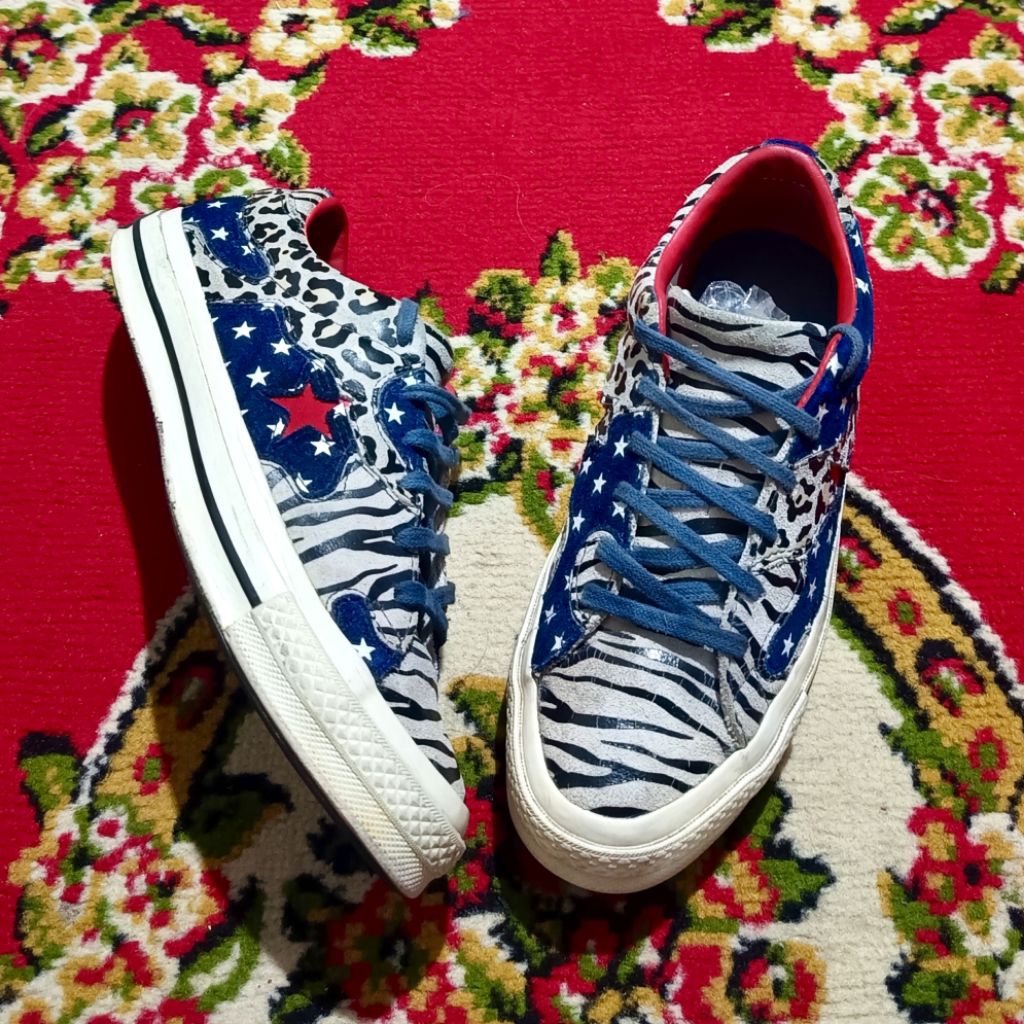 SALE 40-41 CONVERSE ONE STAR LEOPARD LEATHER AND SUEDE MIX VERY RARE dan LANGKA ORIGINAL