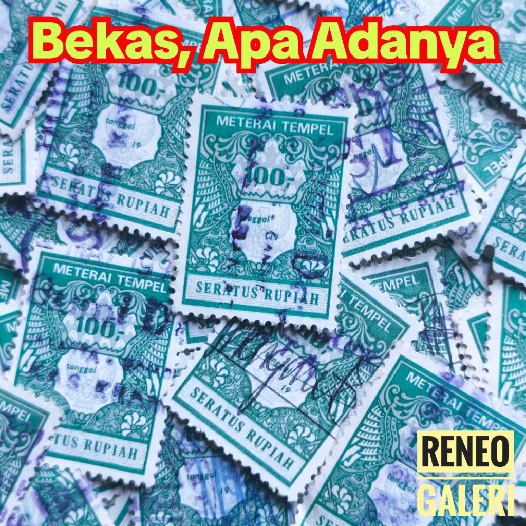 1 pcs Materai 100 Rupiah hijau tahun 1981 1982 1983 1984 1985 bekas asli original meterai tempel Rp 