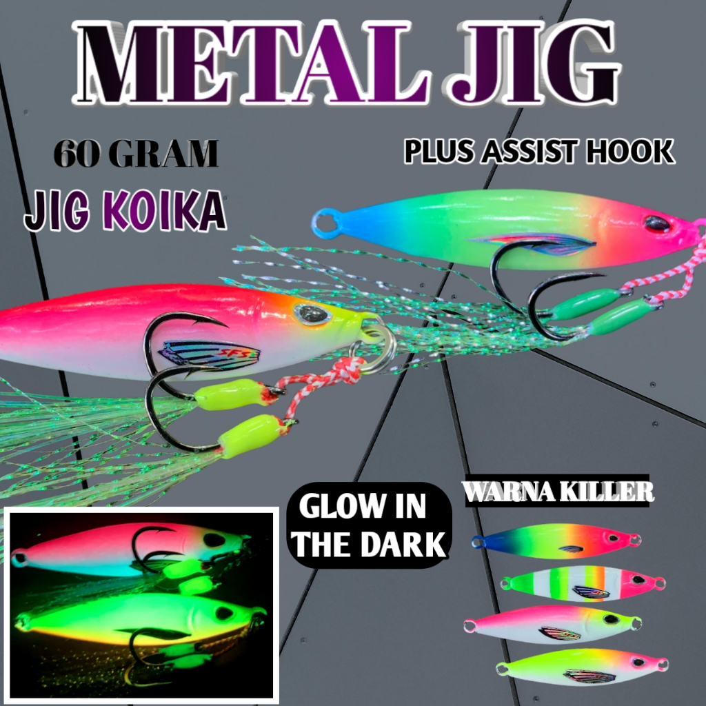 Umpan Pancing Jig Killer 60 Gram Model Koika Pluss Assist Hook Chinu  metal Jig Killer KFGC60GR