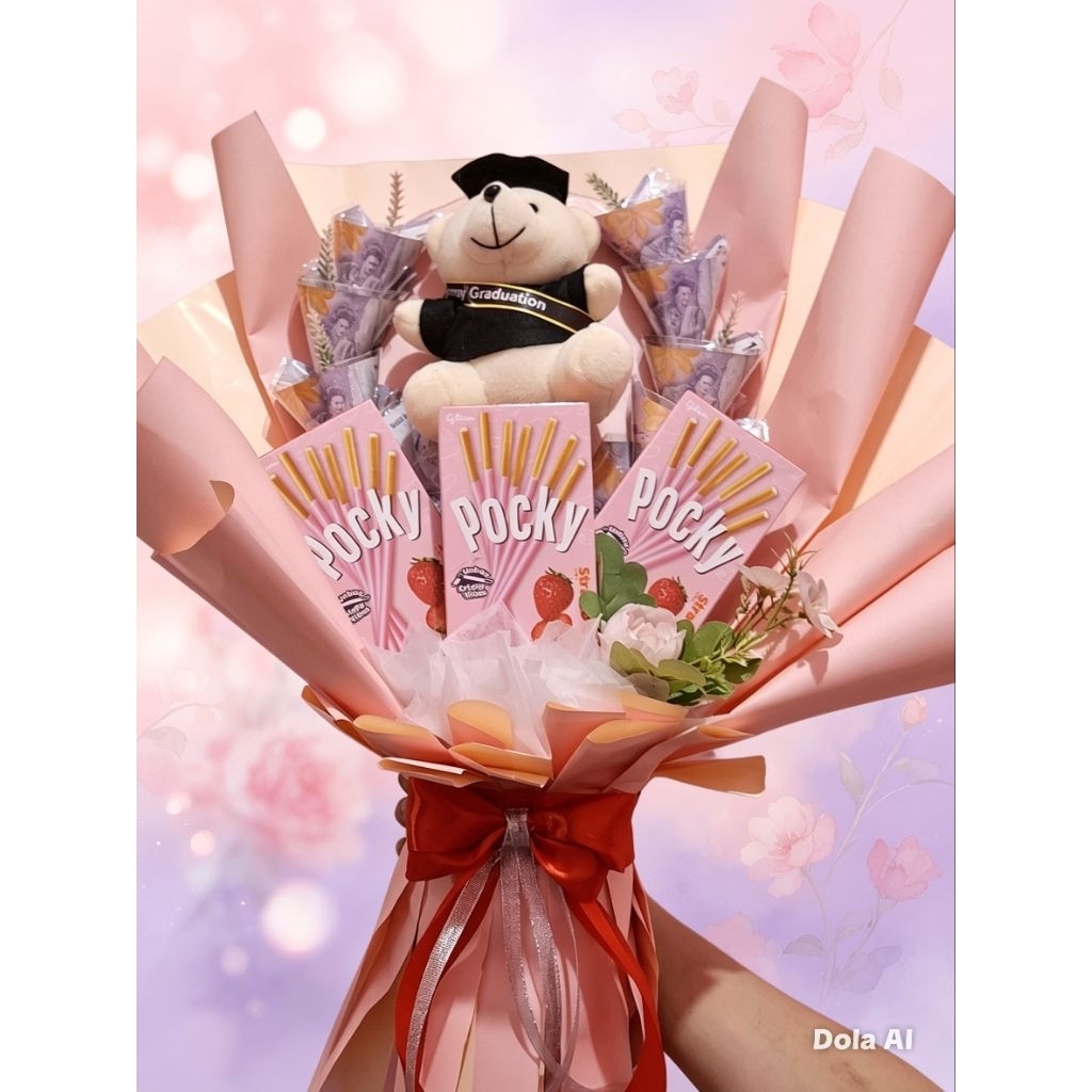 Bouquet uang dan snack bouquet pocky