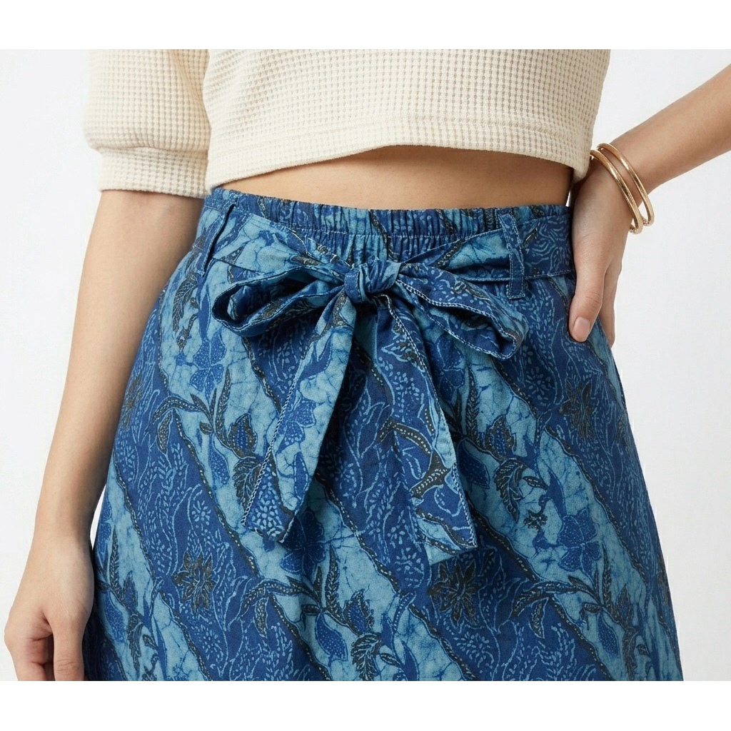 Preloved - Rok Pita Motif Batik Modern Biru