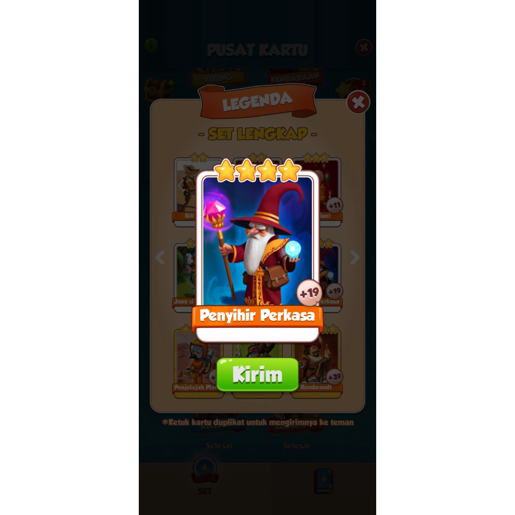 Coin Master Kartu Wizard Penyihir Perkasa Santa Selada Mars
