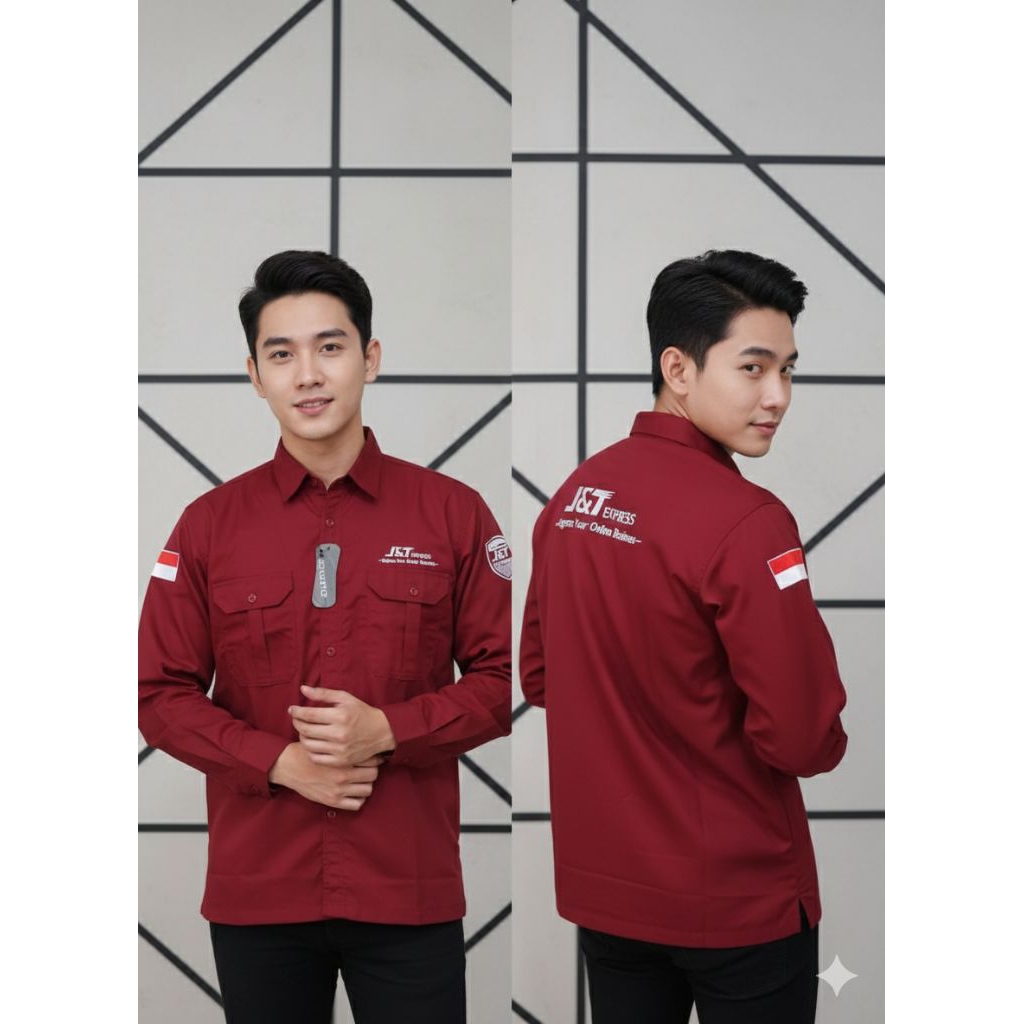 kemeja jnt express baju pdh j&t express merah marun