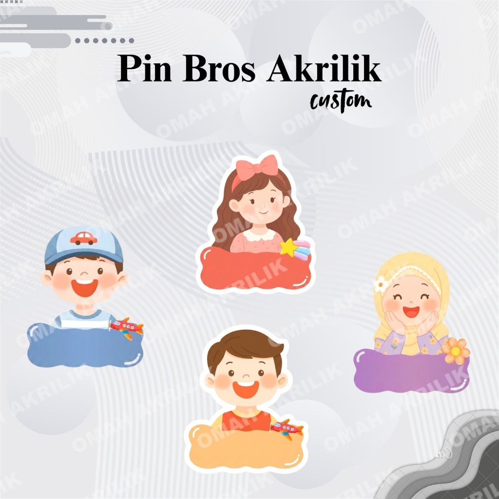 Pin Bros Custom Nama Anak / Nametag Anak Sekolah TK Paud / Pin Nama Dada Acrylic Cetak Nama Pendek