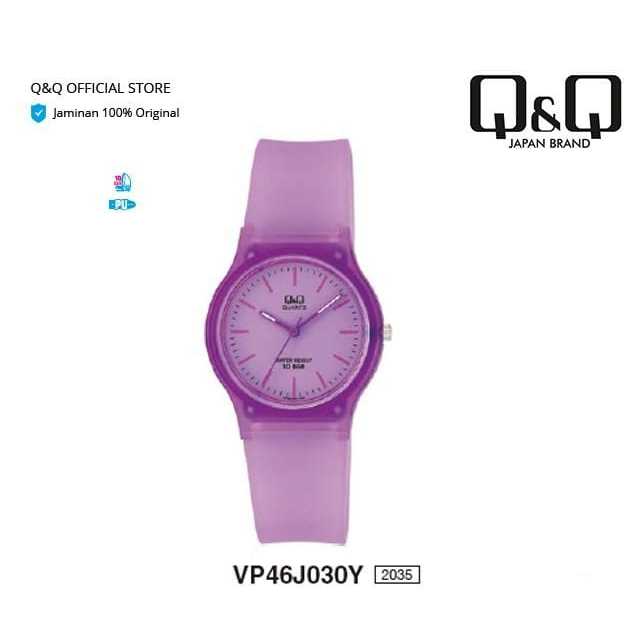 Jam Tangan Q&Q VP46 Original Wanita Analog Rubber Tali Karet Cewek QQ Water Resist Watch