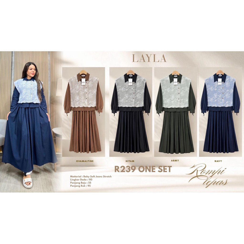 Setrok Layla - setelan rok Layla terbaru - setelan rok wanita Layla - Setrok Layla baby soft jeans