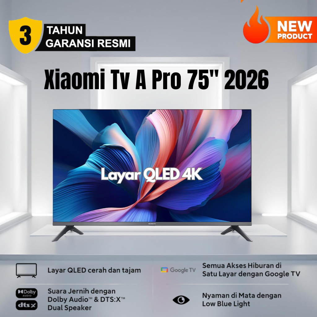 Xiaomi TV A Pro 75 2026 Smart Google TV Android 75" Inci Layar 4K QLED - Garansi Resmi
