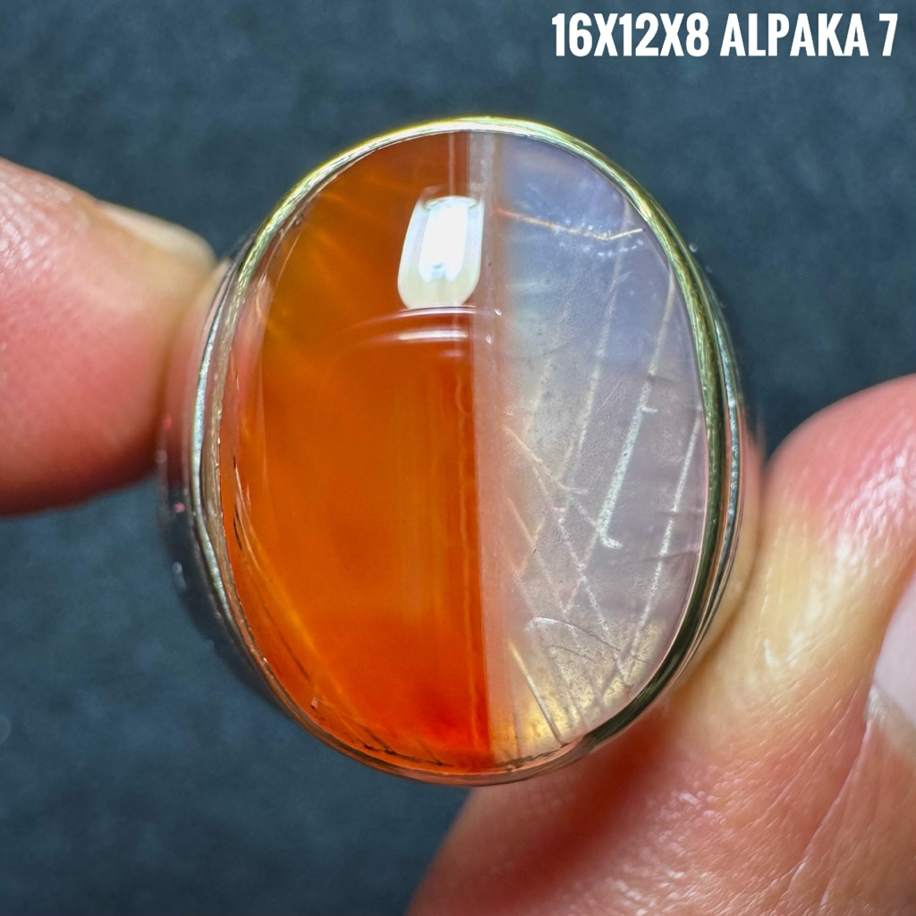 Cincin Batu Akik Natural Cempaka Merah Putih (Asli Alam)