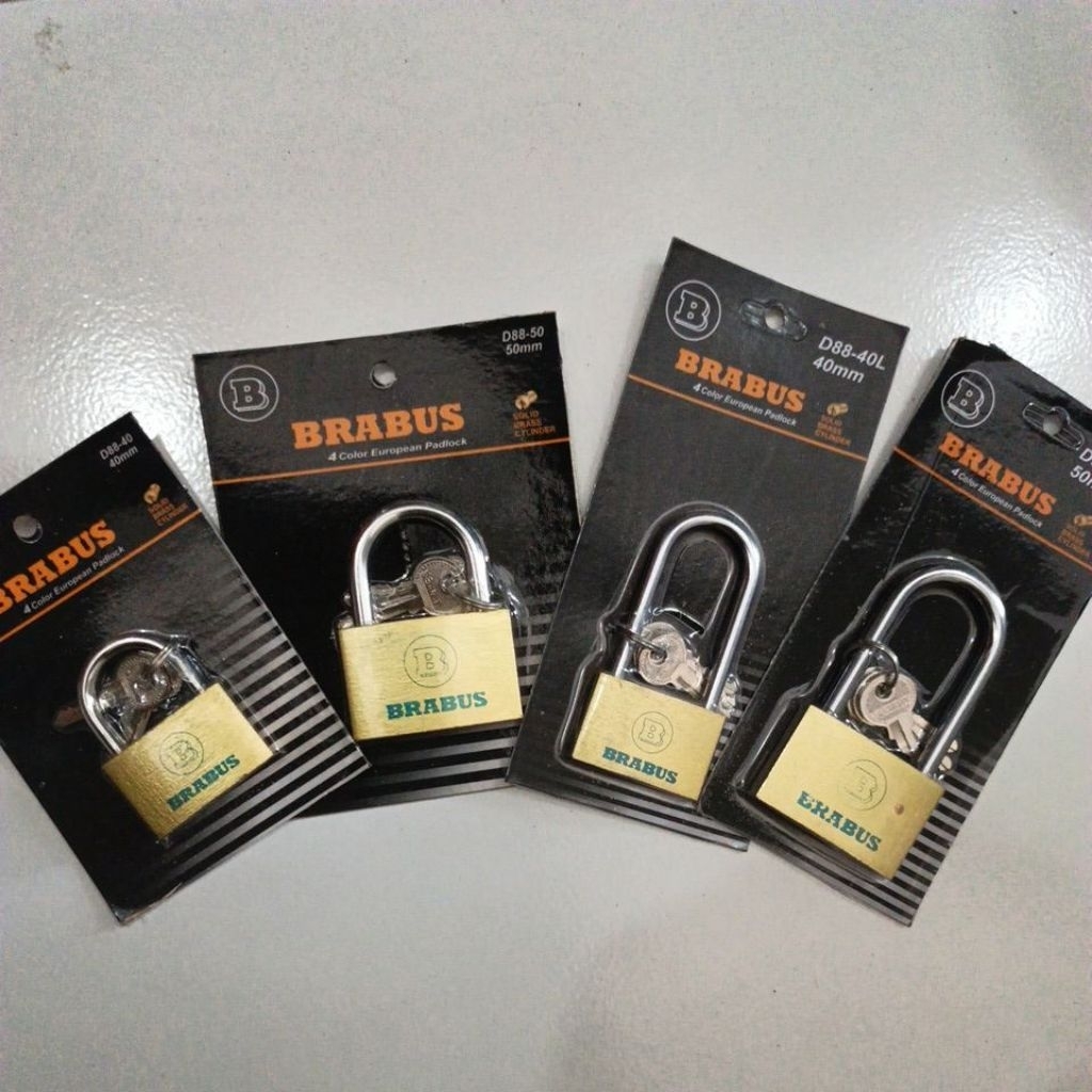 Gembok Pagar Brabus Ukuran 40mm dan 50mm dengan Tali Panjang dan Baja Tahan Karat