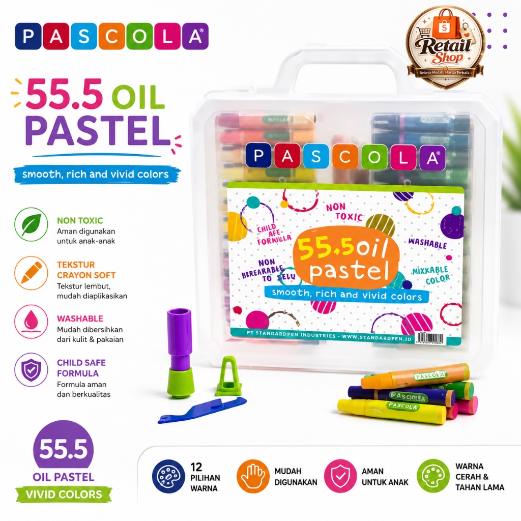 Crayon Pascola 55 Warna / Oil Pastel Pascola 55 (1 set)