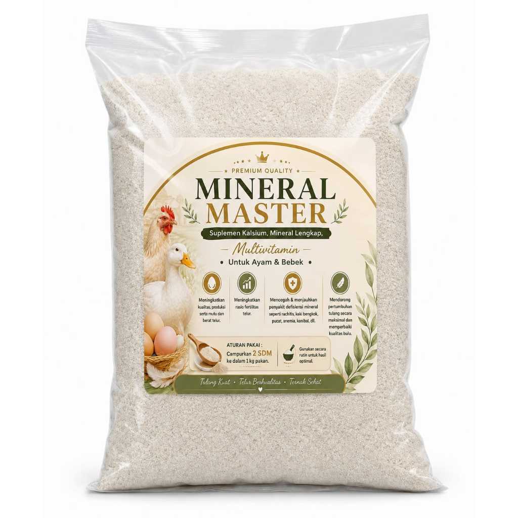MINERAL MASTER Suplemen Kalsium, Mineral Lengkap, Multivitamin Untuk Ayam Dan Bebek