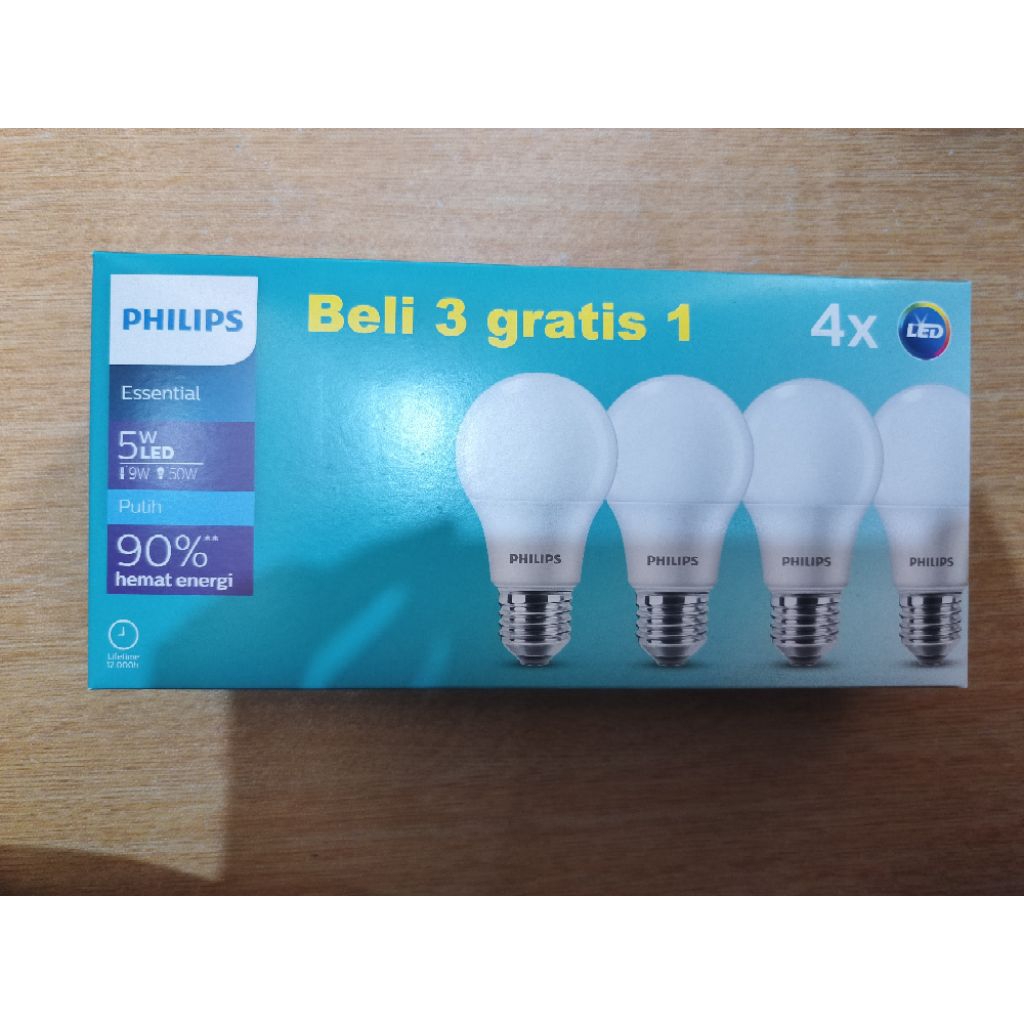 Lampu LED Philips Essential 5 Watt Beli 3 Gratis 1