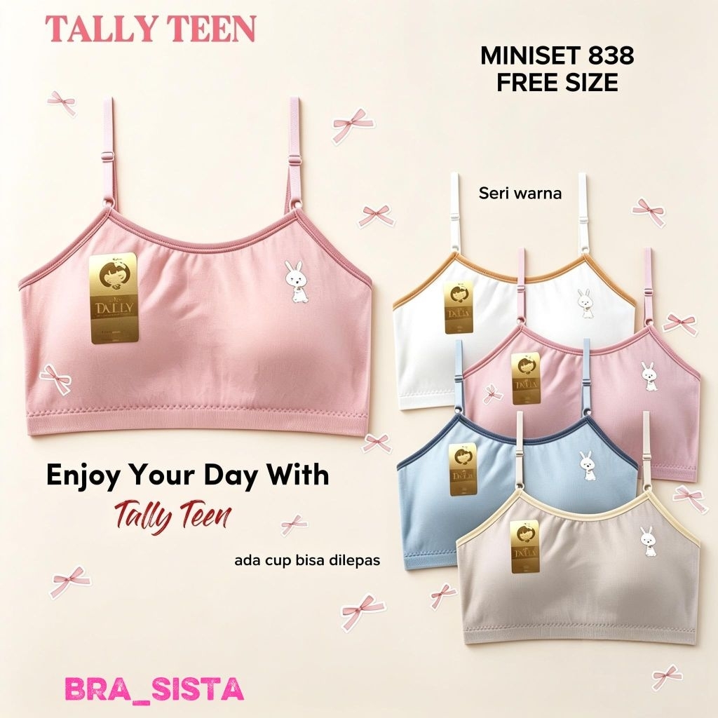 TALLY MINISET FULL CUP BUSA TANPA KAWAT MT 838 TALI ADJUSTABLE BAHAN RAJUT FREE SIZE