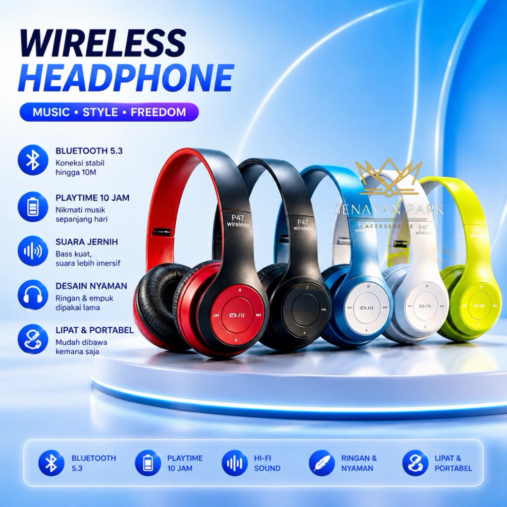 Handsfree Headset Bluetooth P47 Handset Handsfree P47 Bluetooth Bando Wireless Sen
