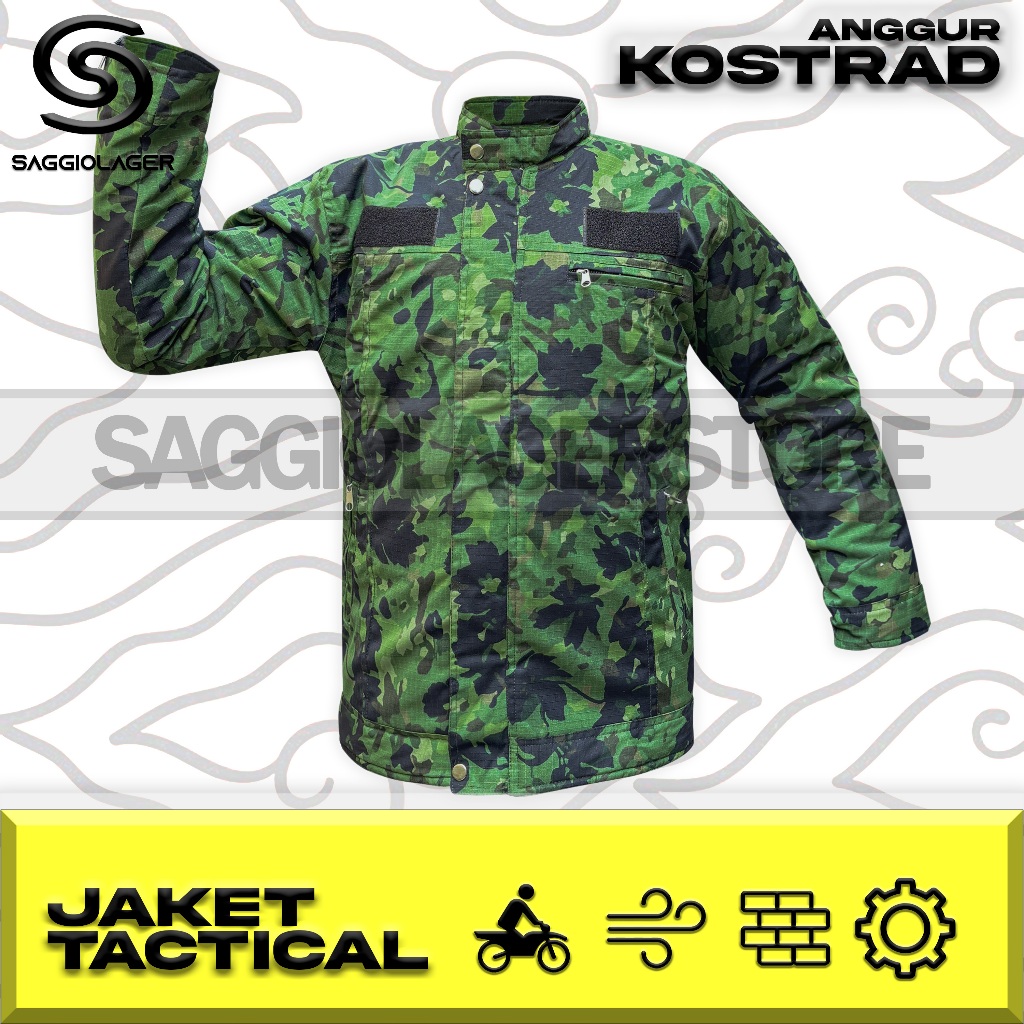 Jaket Tactical Loreng Kostrad Anggur Terbaru Pria Outdoor Lapangan Touring Army