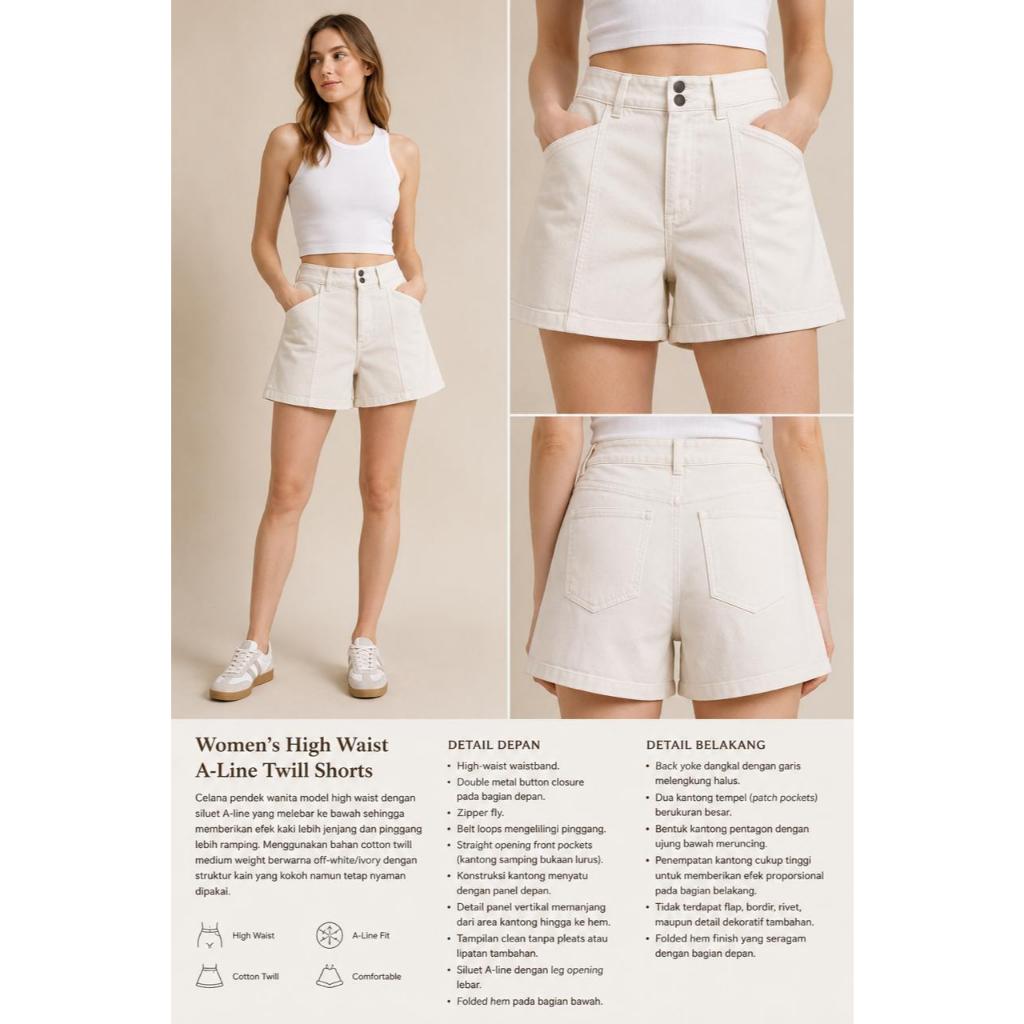 Celana LOFT Double Shank High Rise Denim Short pants