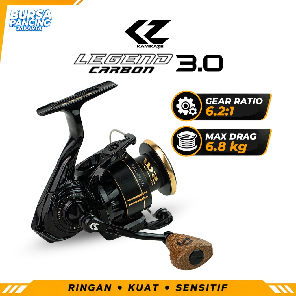 KAMIKAZE Reel Pancing Spinning LEGEND CARBON 3000 SW Reel Spinning 9+1 BB CNC Aluminium Spool