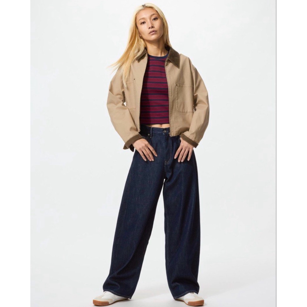 preloved uniqlo zip up short boxy crop jacket