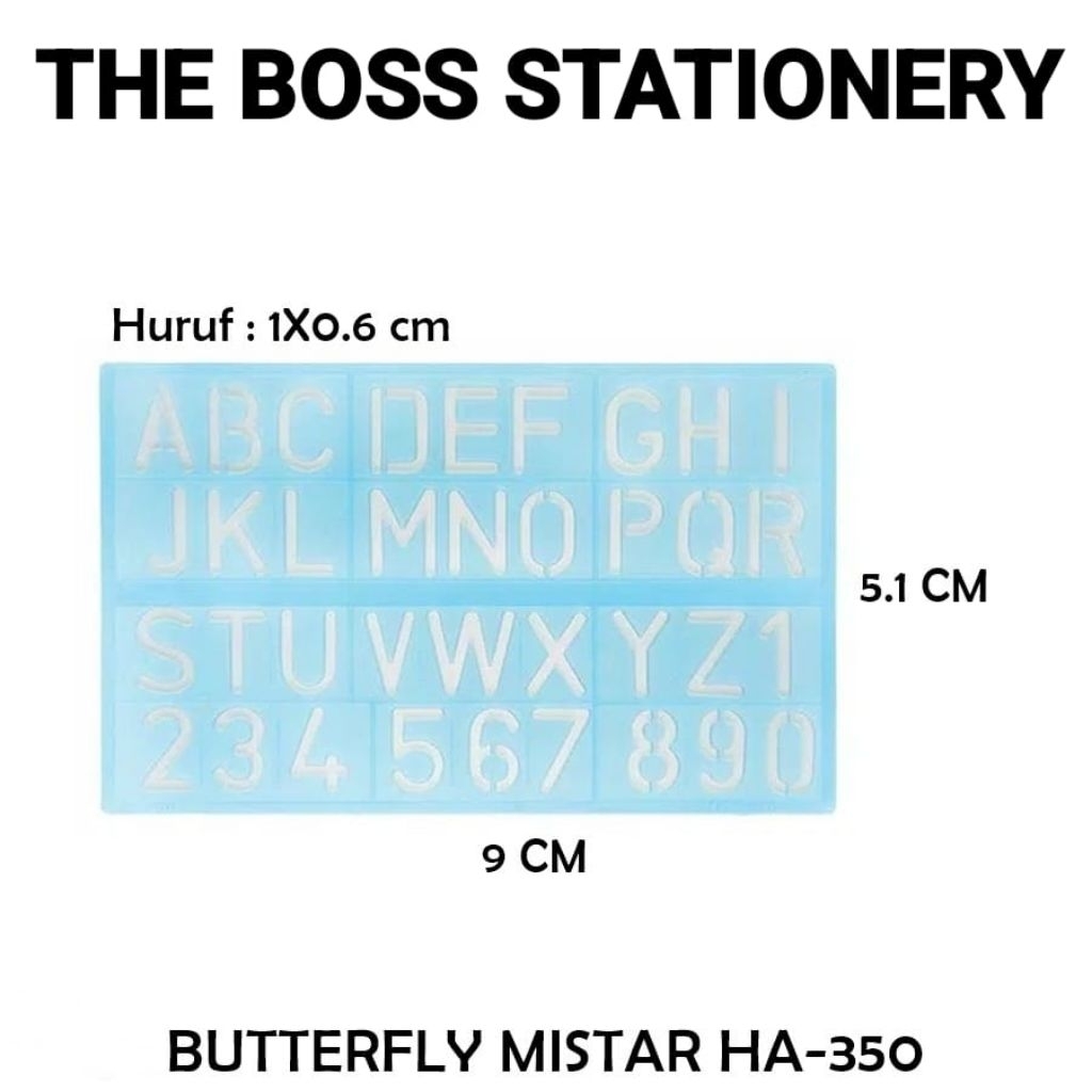 [PCS] HA-350 MISTAR ABJAD BUTTERFLY / MISTAR ANGKA / MISTAR SABLON / PENGGARIS / MISTAR HURUF