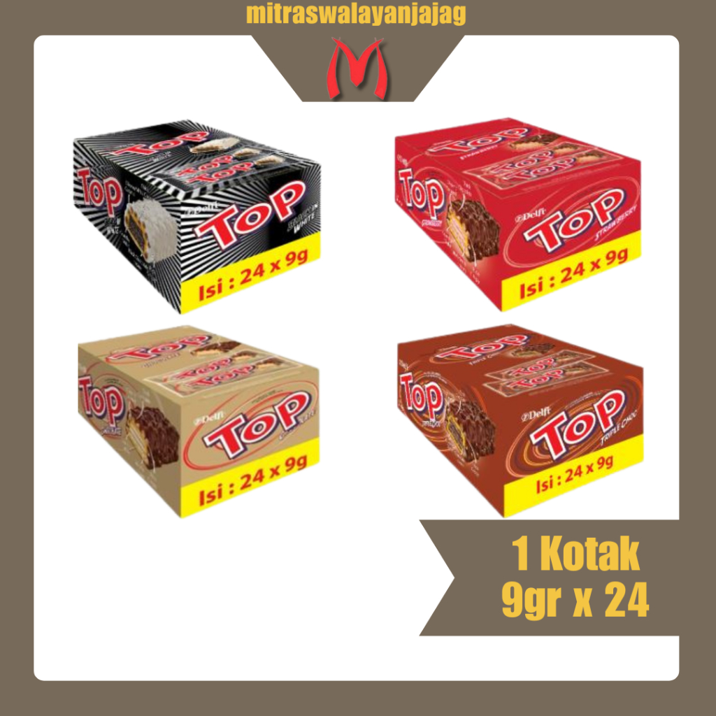 [1 KOTAK] DELFI Top All Varian 9gr | Wafer Renyah dengan Cokelat Lezat & Melimpah