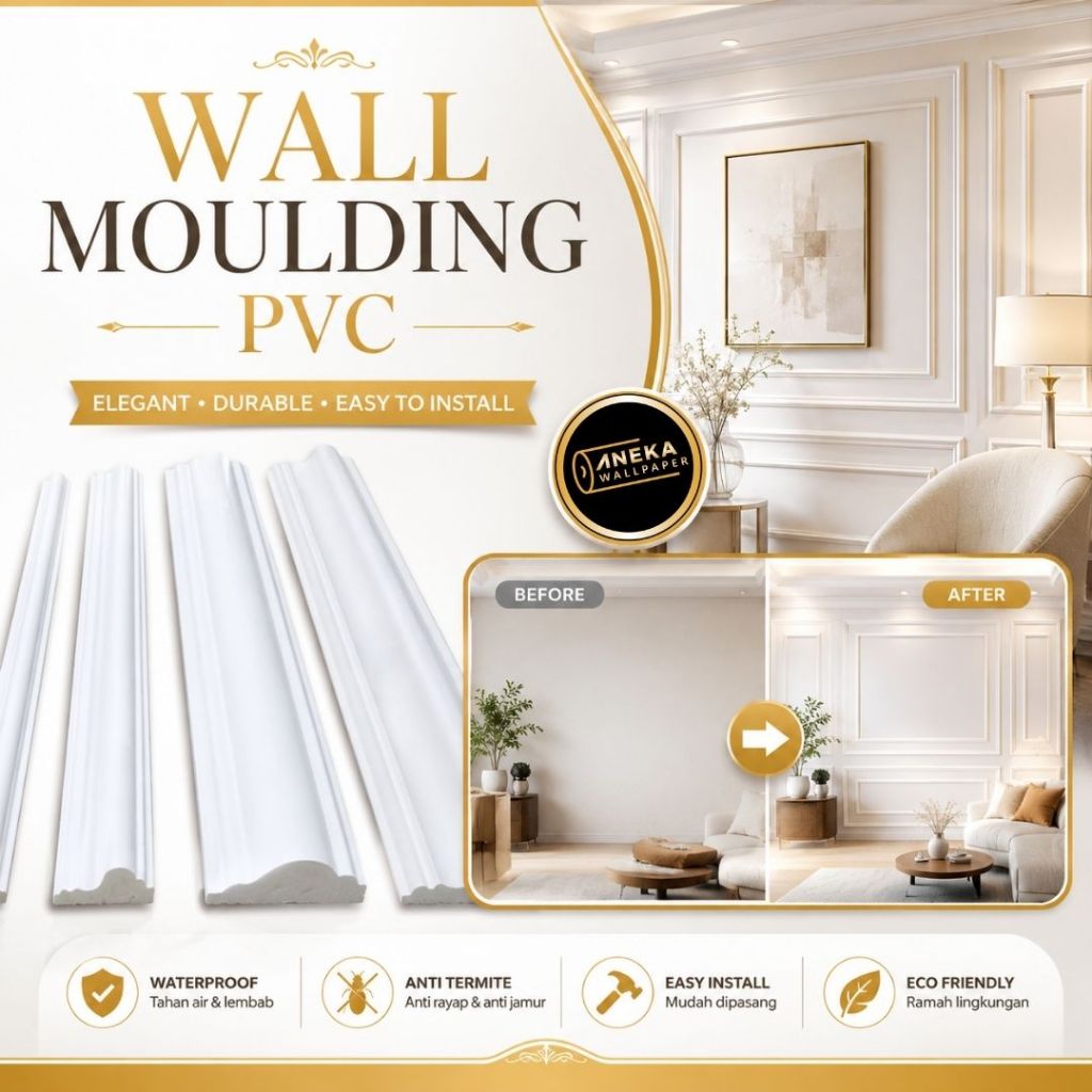List Wall Moulding Lis Dinding Profile PVC Moulding Dekorasi Dinding Plavon Rumah Anti Rayap