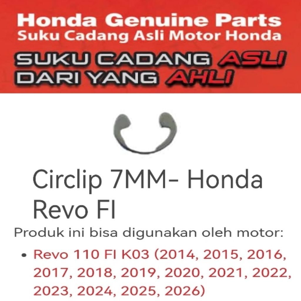 90605KWW742 Circlip 7MM- Honda Revo FI