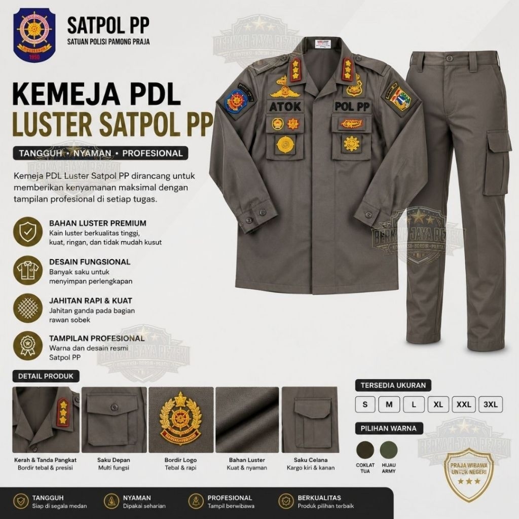 Kemeja PDL Luster Pol PP/Seragam PDL Satpol PP/Kemeja Custom Satpol PP Exclusive