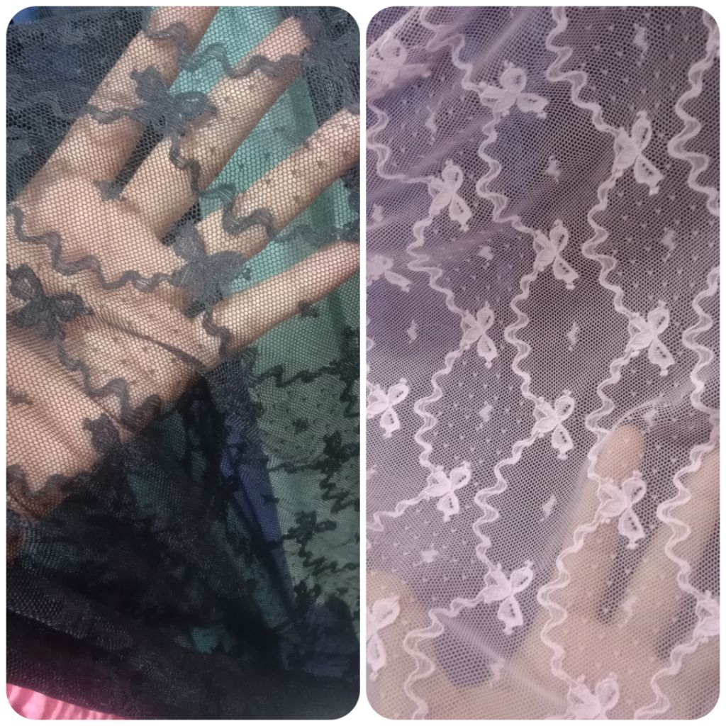 Kain Brokat Chantily / Harga / 0.5m / Kain Brokat Chantily Meteran / Bahan Brokat Chantily / Bahan B