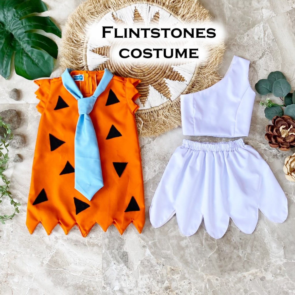 Azzafran – Kostum Flintstones Baju Cosplay Fred & Wilma Zaman Batu Baju Zaman Batu Kostum Zaman Dahu
