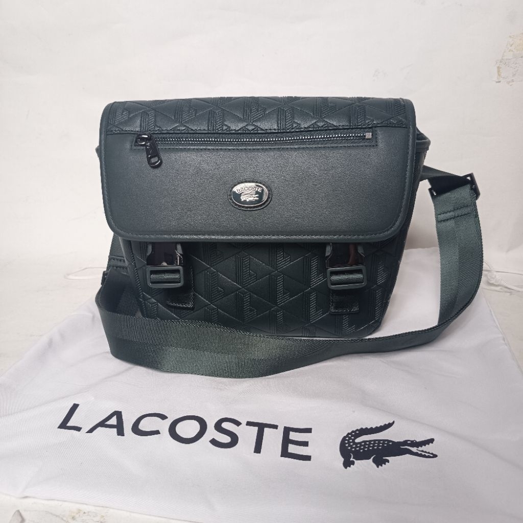 Tas Wanita Lacoste Nomogramme Messenger Sling Bag (Small) Ori Green