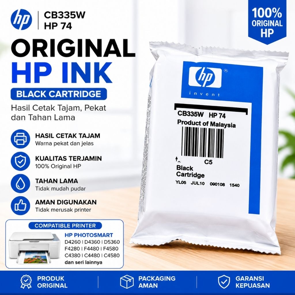 cartridge 74 black printer hp photosmart (segel kering)