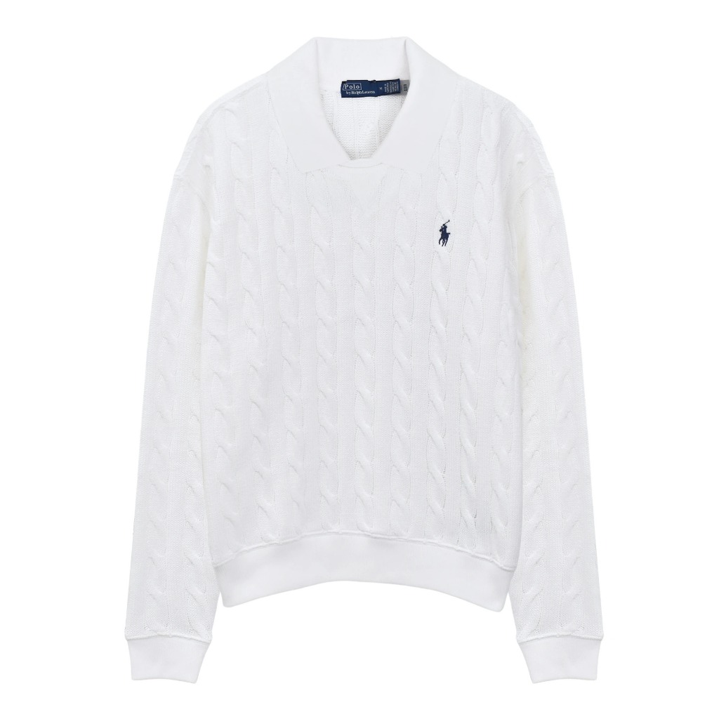 Cable knit polo collar sweater (women)